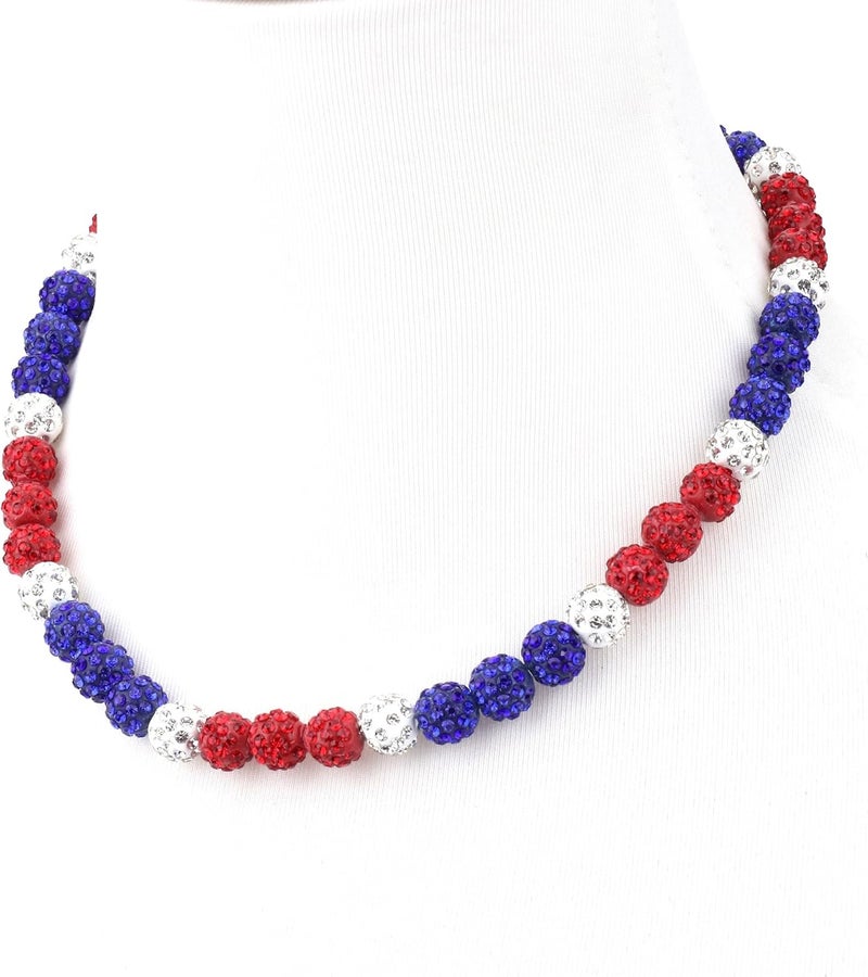 Krfy Baseball Necklaces for Boys, Bling Rhinestone Beaded Necklaces for Women Men, Diamond Baseball Drip Necklace Ice Bead Necklaces Inspired Sports Jewelry, 17.7 Inches, Age：Over 8 Years Old - Image 1